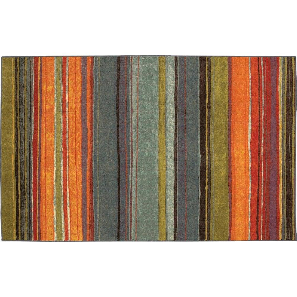 Multicolor Stripe Washable Synthetic Tufted Rug 20" x 34"