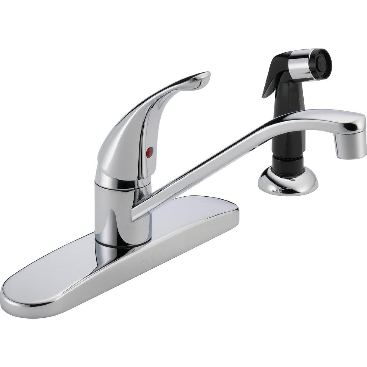 Chrome Single-Handle Kitchen Faucet with Side Sprayer