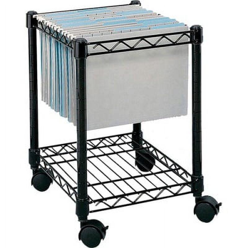 Compact Black Steel Wire Mobile File Trolley with Powder Coat Finish