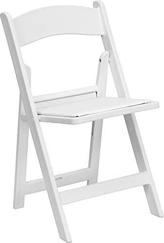 Elegant White Resin Lightweight Folding Chair with Cushioned Seat