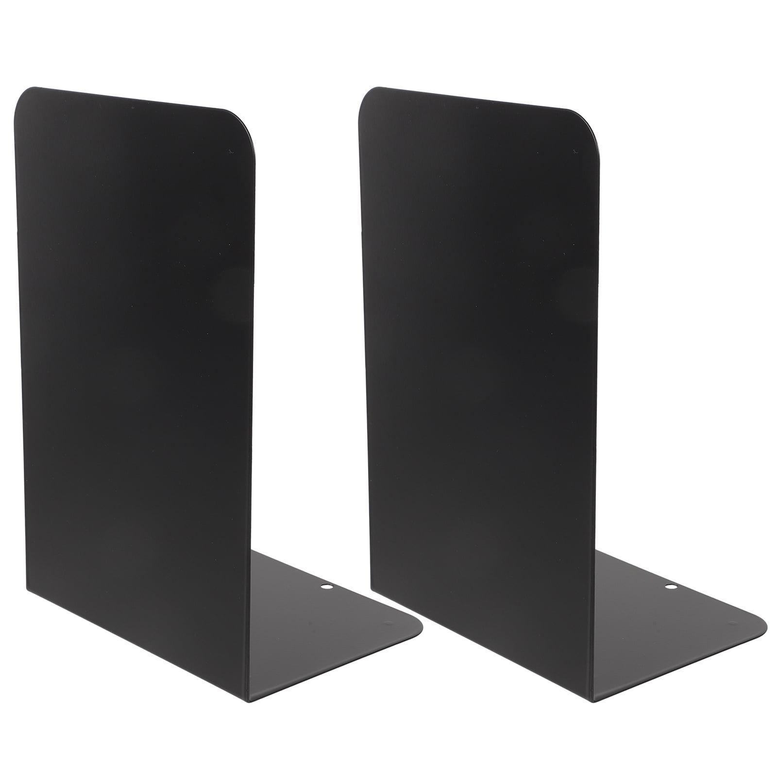 Black Heavy Duty Metal Bookends with Non-Skid Base