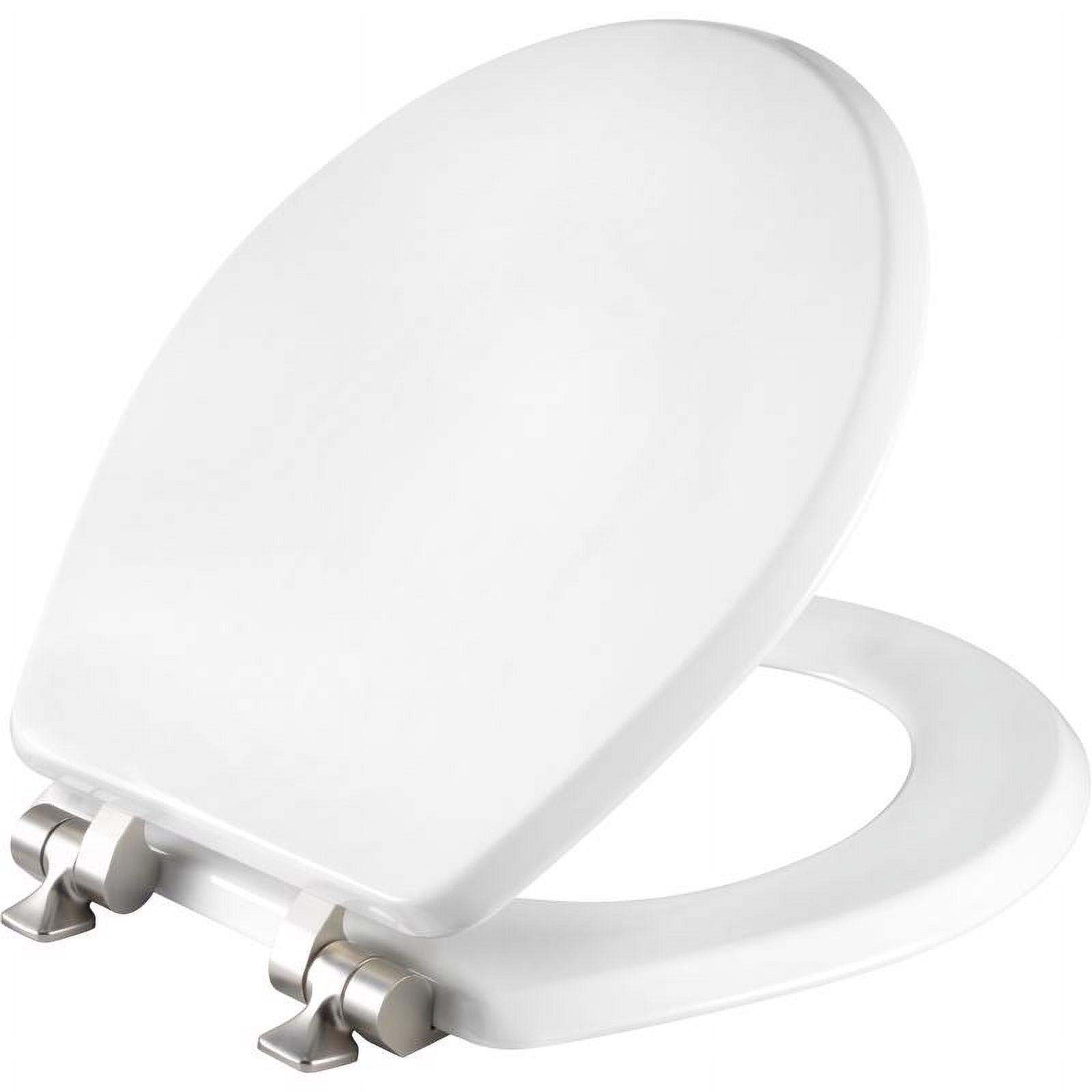 Benton White Round Slow Close Enameled Wood Toilet Seat