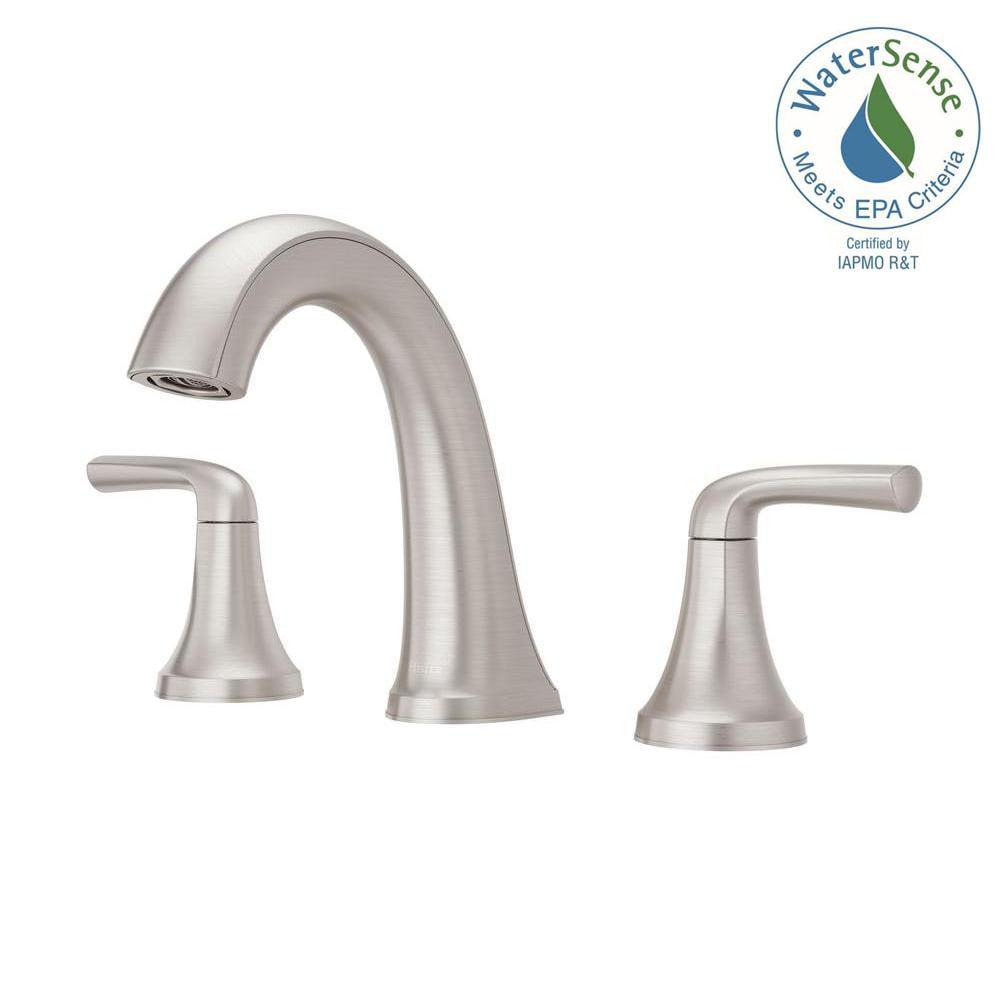 Spot Defense Brushed Nickel 8 in. Widespread Double Handle Bathroom Faucet