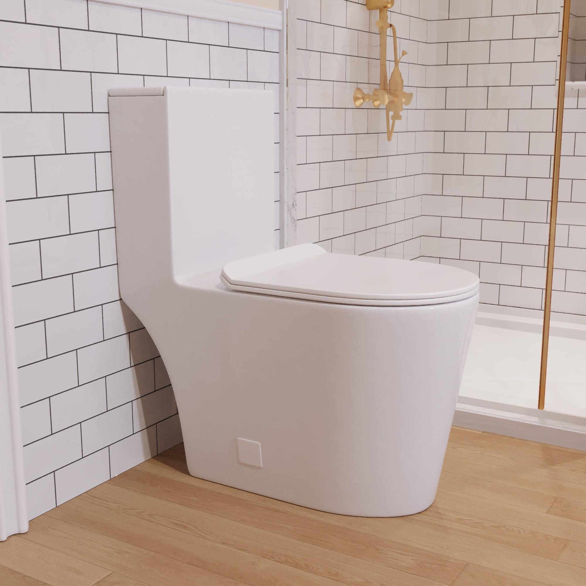 White Ceramic Elongated Dual Flush Toilet with ADA Seat Height