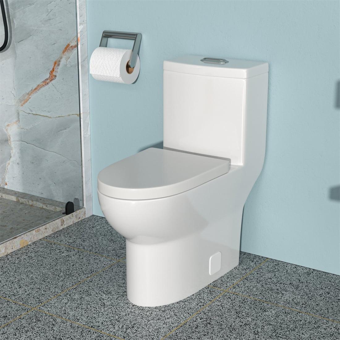 White Ceramic Elongated High Efficiency One-Piece Toilet