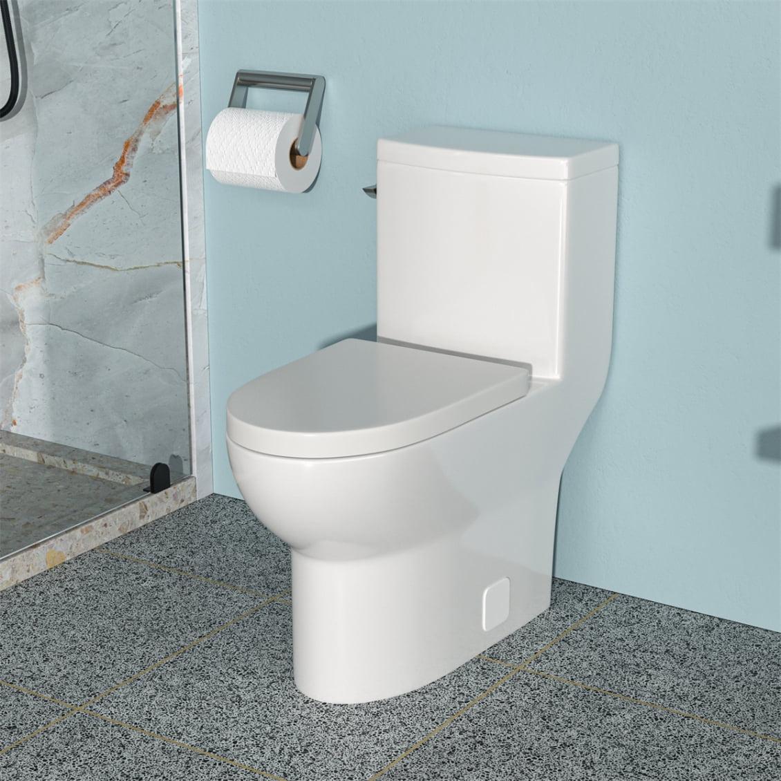 White Ceramic Elongated High Efficiency One-Piece Toilet