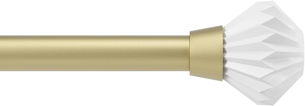 Gold Adjustable Single Curtain Rod with Pleated Finial, 42-120"