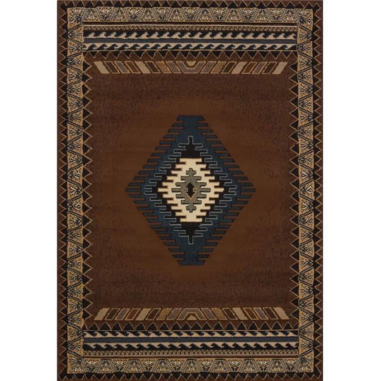 Southwestern Brown Polypropylene Rectangular Accent Rug