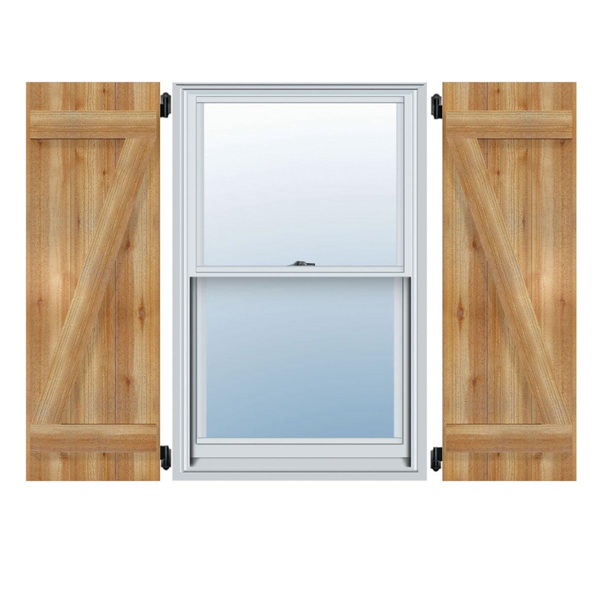 Ekena Millwork TimberCraft 5 3/8" Boards Joined Board-n-Batten Shutters w/Z-Bar, Western Red Cedar (Per Pair) (Set of 2)