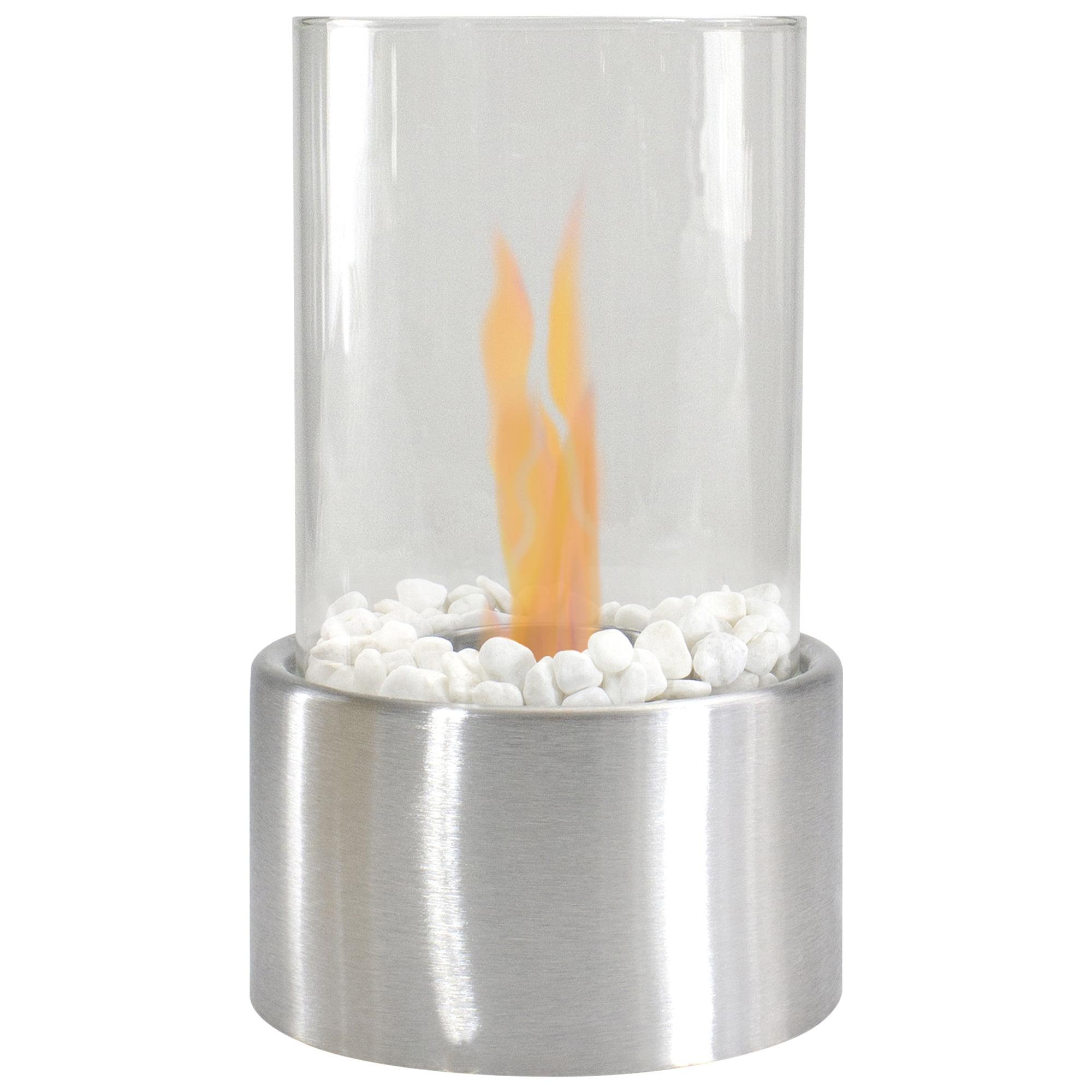 Northlight 10.5" Bio Ethanol Round Portable Tabletop Fireplace with Silver Base