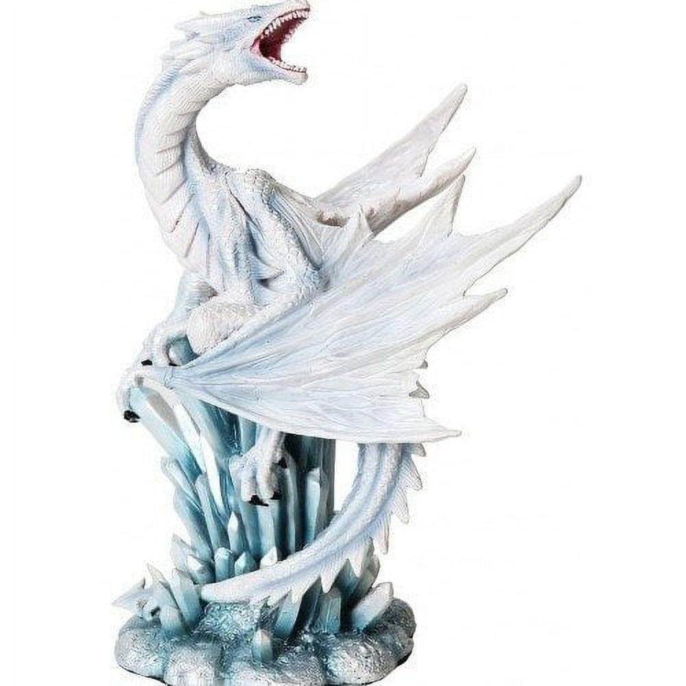 10.5 Inch White Ice Dragon on Crystal Resin Statue