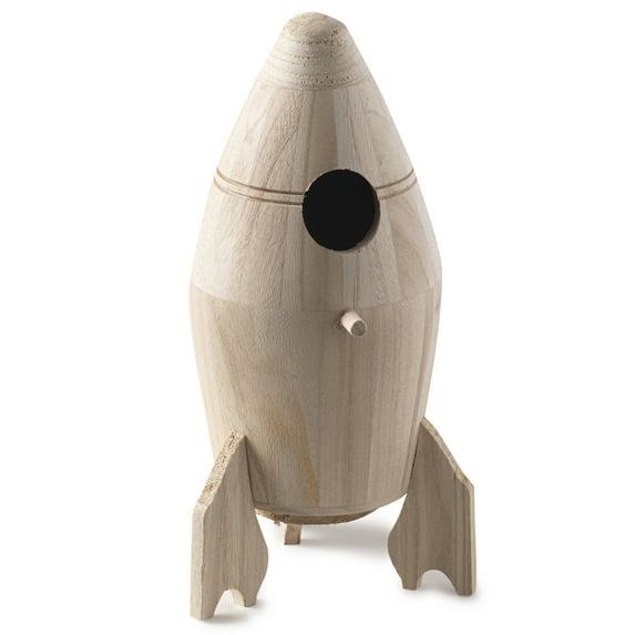 10.5" Rocket Ship Wood Birdhouse by Make Market®