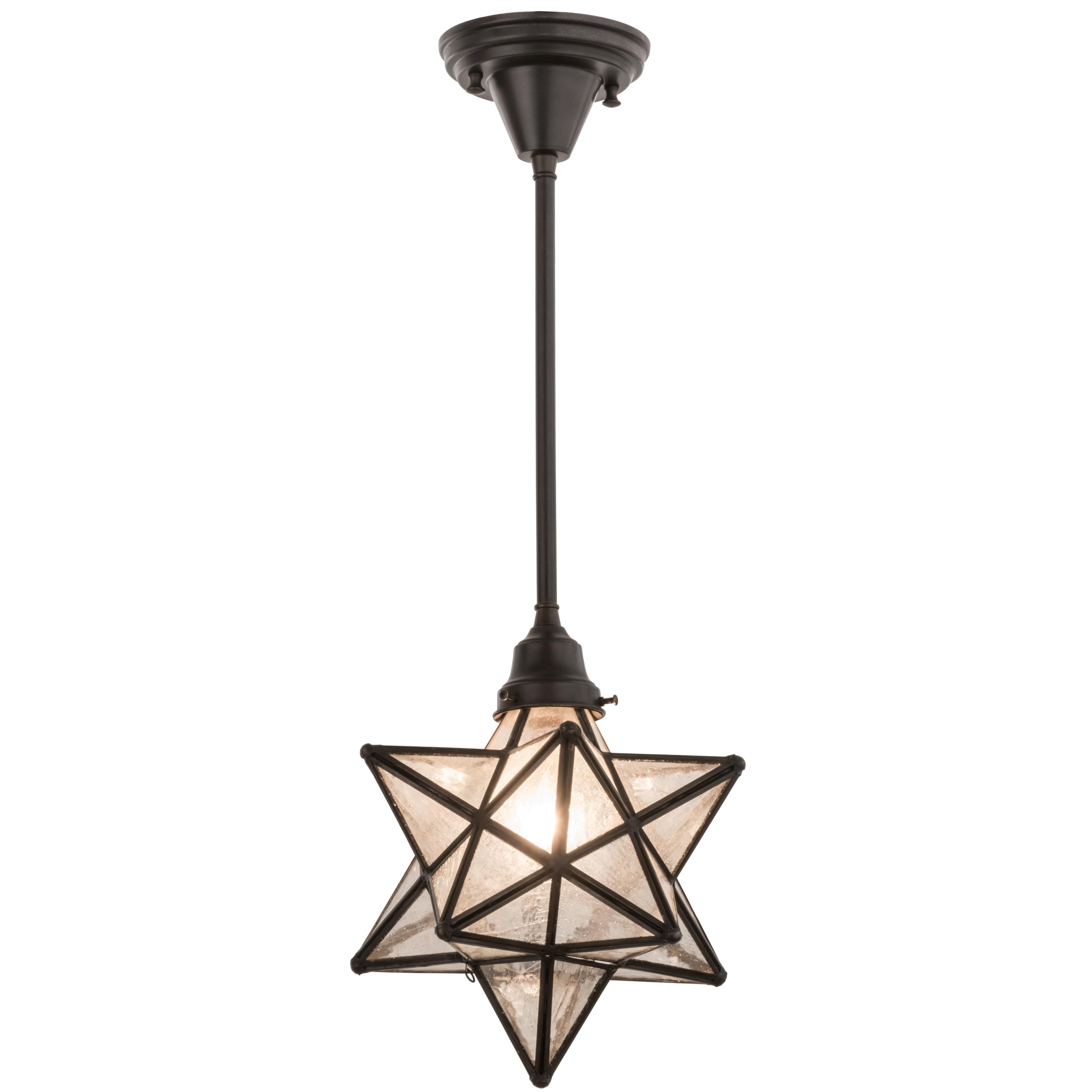 Craftsman Brown Glass Moravian Star Pendant Light