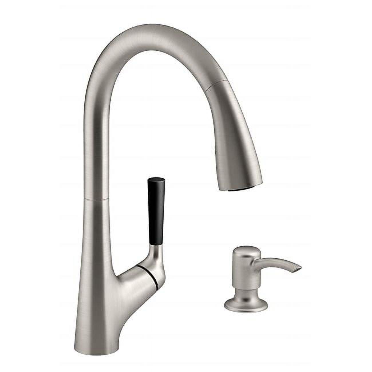 Stainless Steel Pull-Down Kitchen Faucet with Soap Dispenser