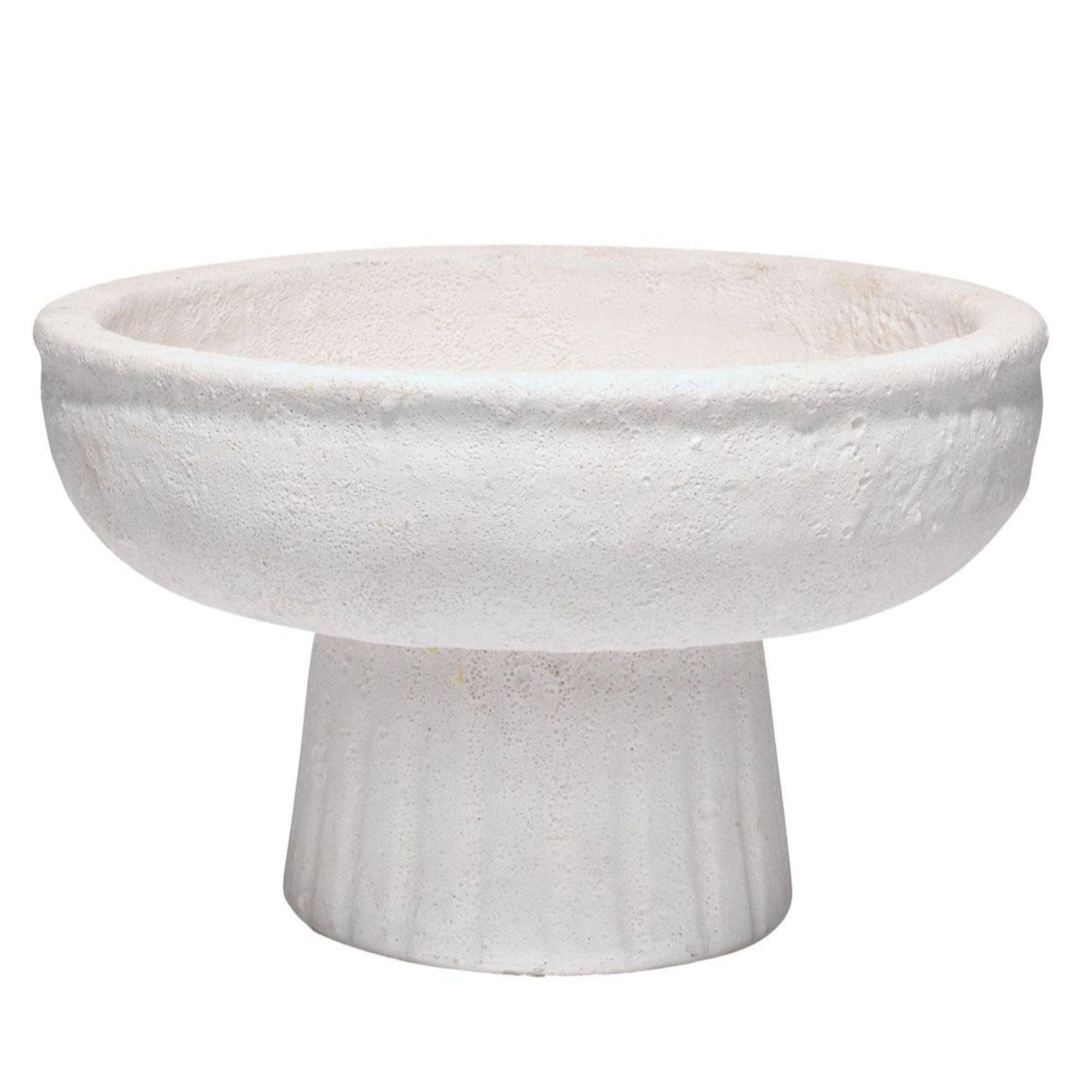 Handcrafted White Ceramic Pedestal Bowl Vase with Stand