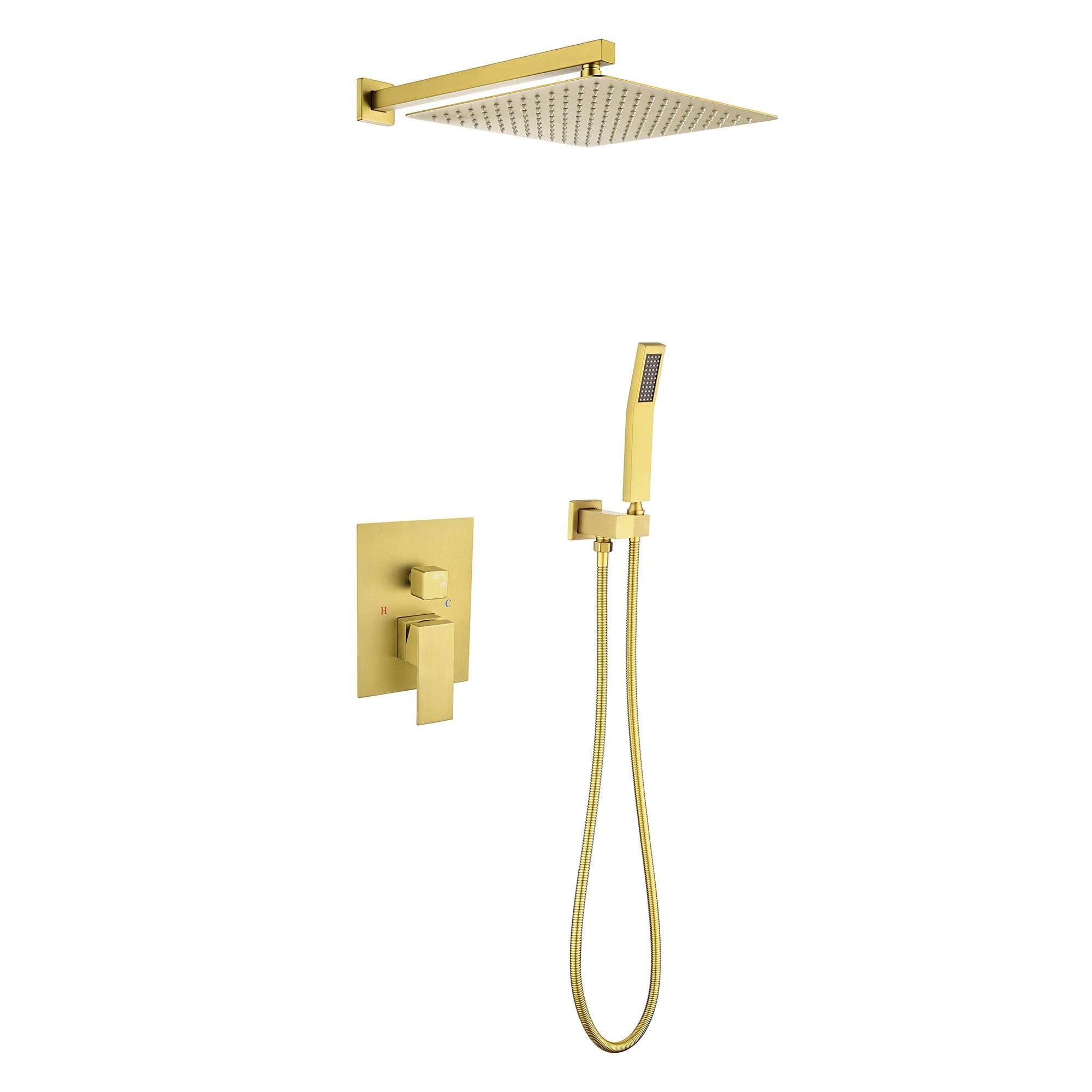 Brushed Gold 10-Inch Rain Shower System with Handheld