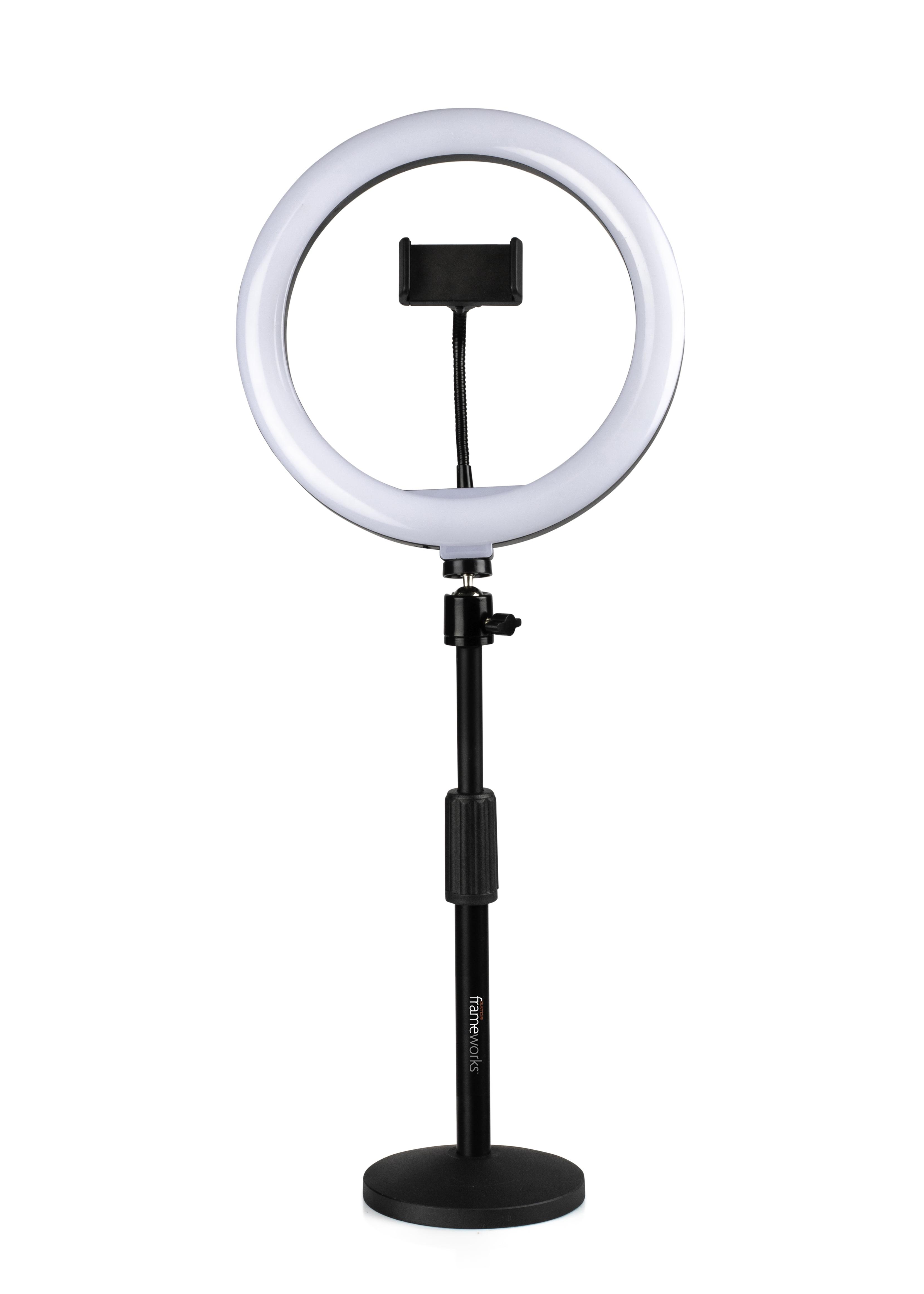 Gator 10" LED Desktop Ring Light Stand With Phone Holder and Compact Weighted Base