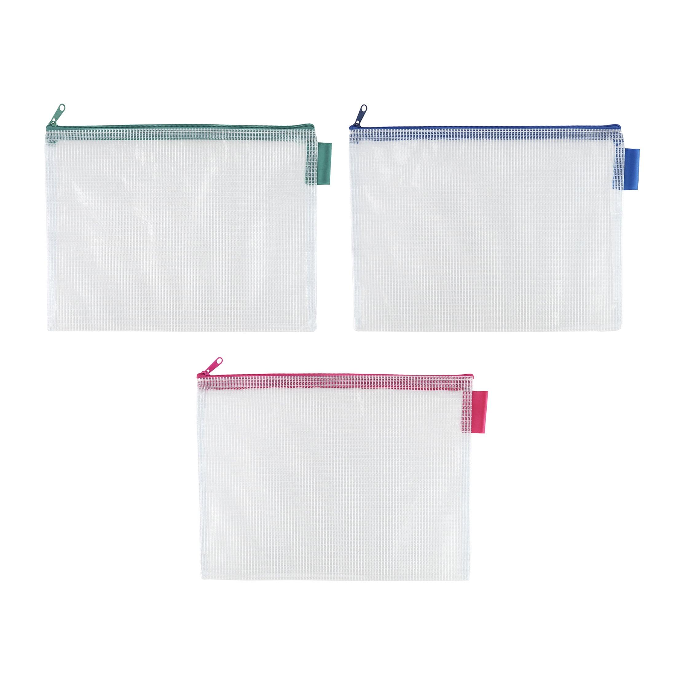 10" Mixed Mesh Accessory Zipper Pouches by Simply Tidy - Reinforced Organizer for Office - Crafts & On-the-Go Storage - 3 Count