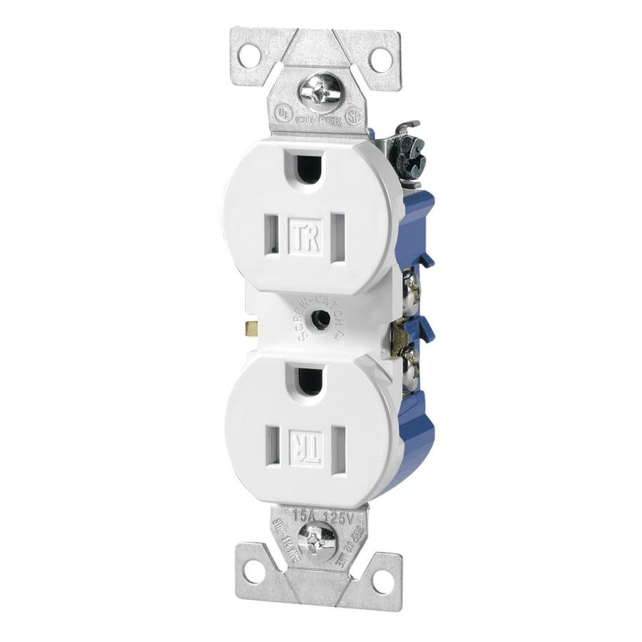 White 15 Amp Duplex Electrical Outlet with Wall Plate