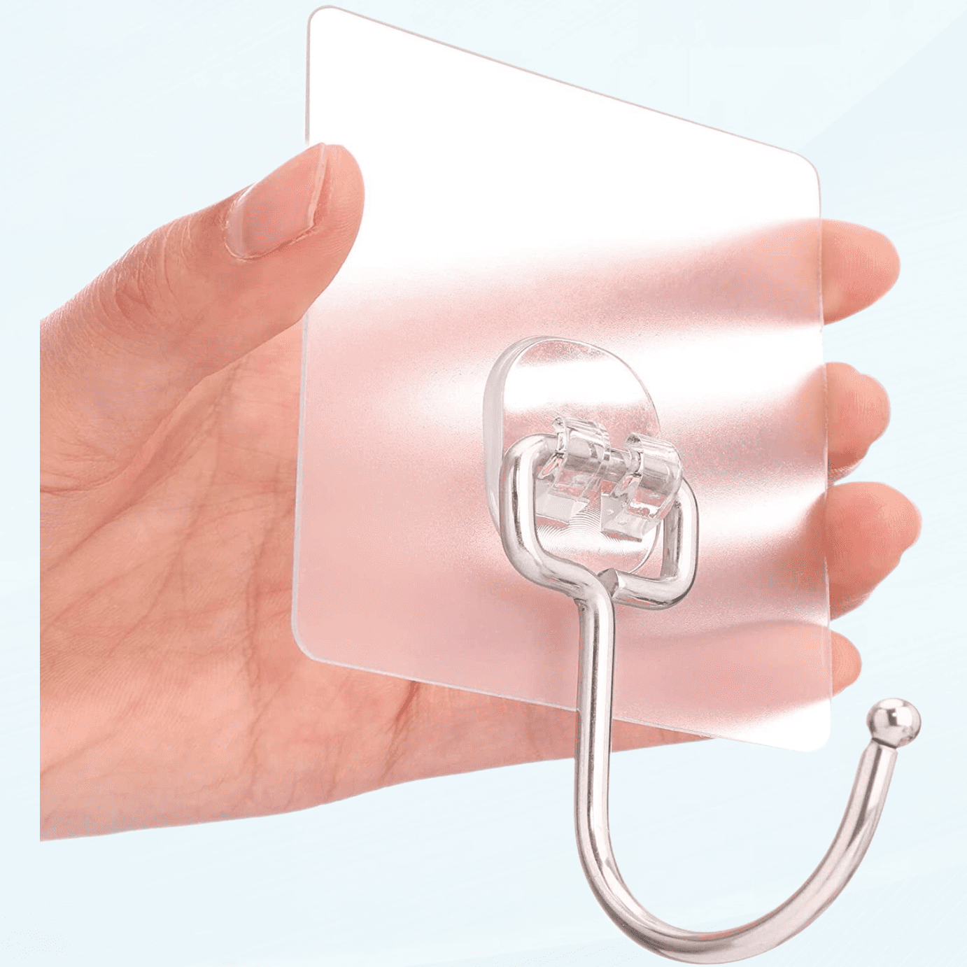 10-Pack Clear Adhesive Metal Wall Hooks