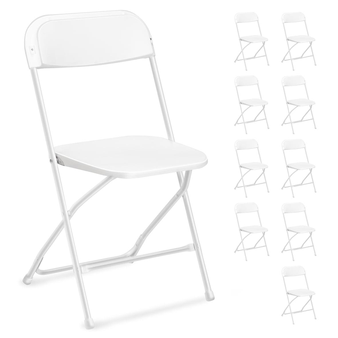 White Polyurethane and Metal Folding Chairs, 10-Pack