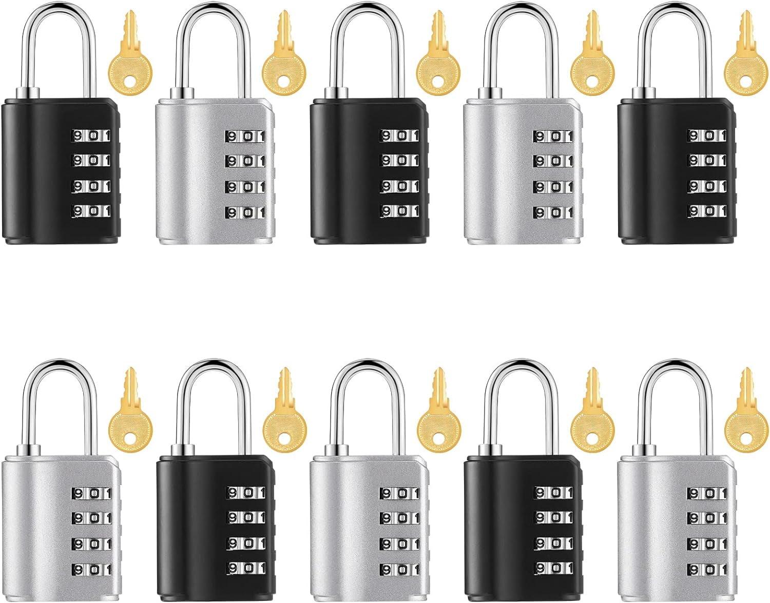 10 Pack Combination Lock Resettable 4 Digit Combination Padlock Waterproof Locker Locks Small Combo Locks Outdoor for School Gym Locker Fence Toolbox Gate Case Hasp Cabinet Storage (Black）