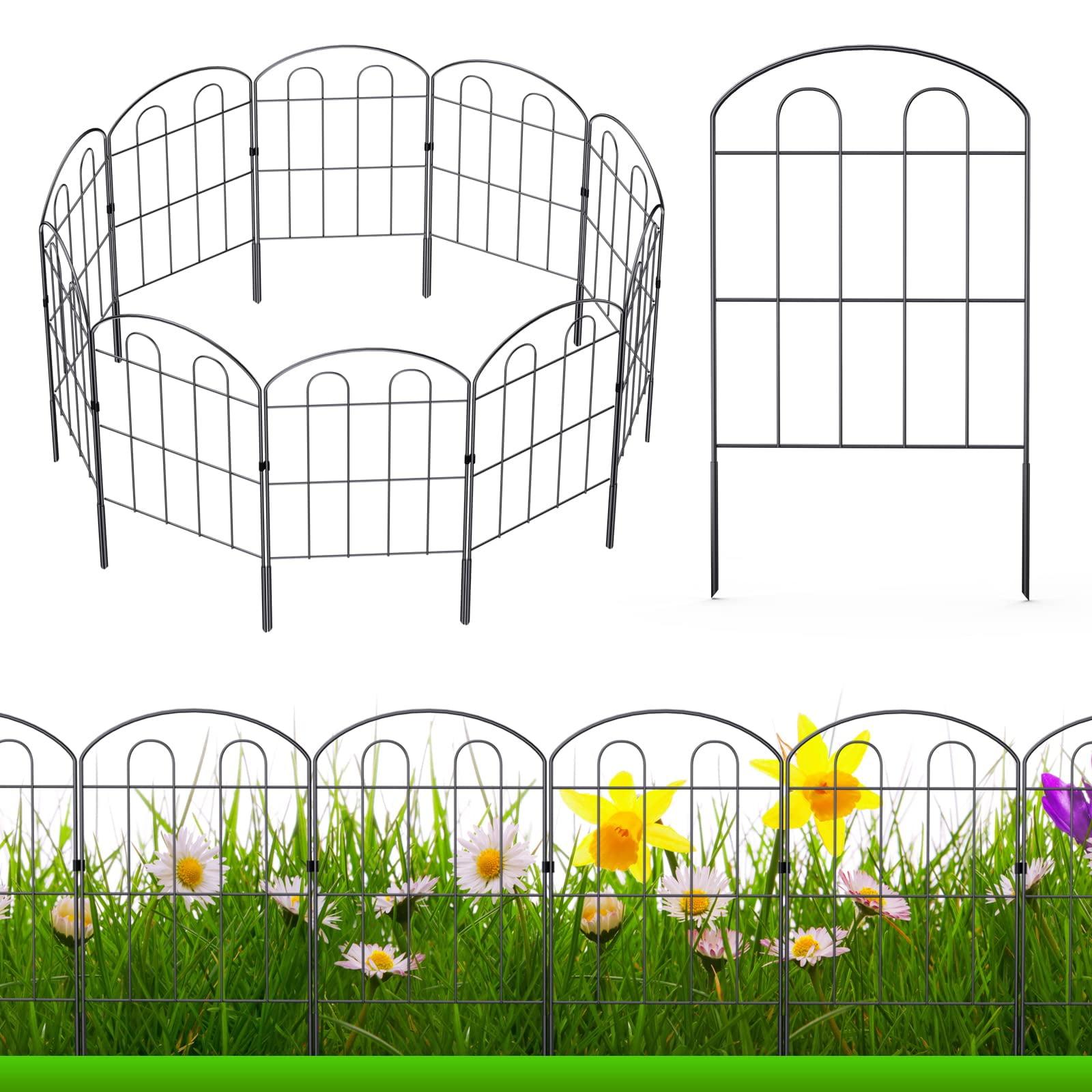 EasyPAG Decorative Garden Fence 10 Pack Total 10ft (L) x 24in (H) Rustproof Metal Wire Fencing Border Animal Barrier