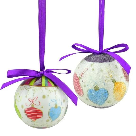 Northlight Seasonal 10ct Purple and White Shatterproof Decoupage Christmas Ball Ornaments 1.75" (40mm) & Reviews | Wayfair