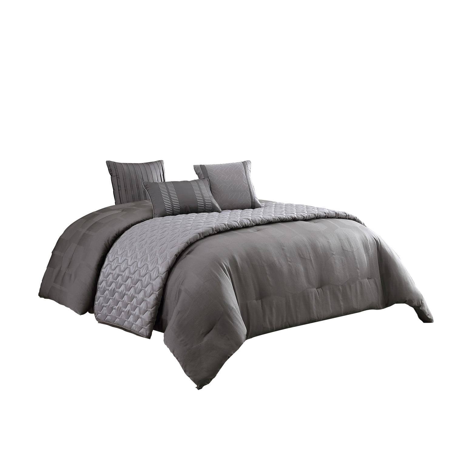 Benjara Gray Microfiber 10 Piece Comforter Set