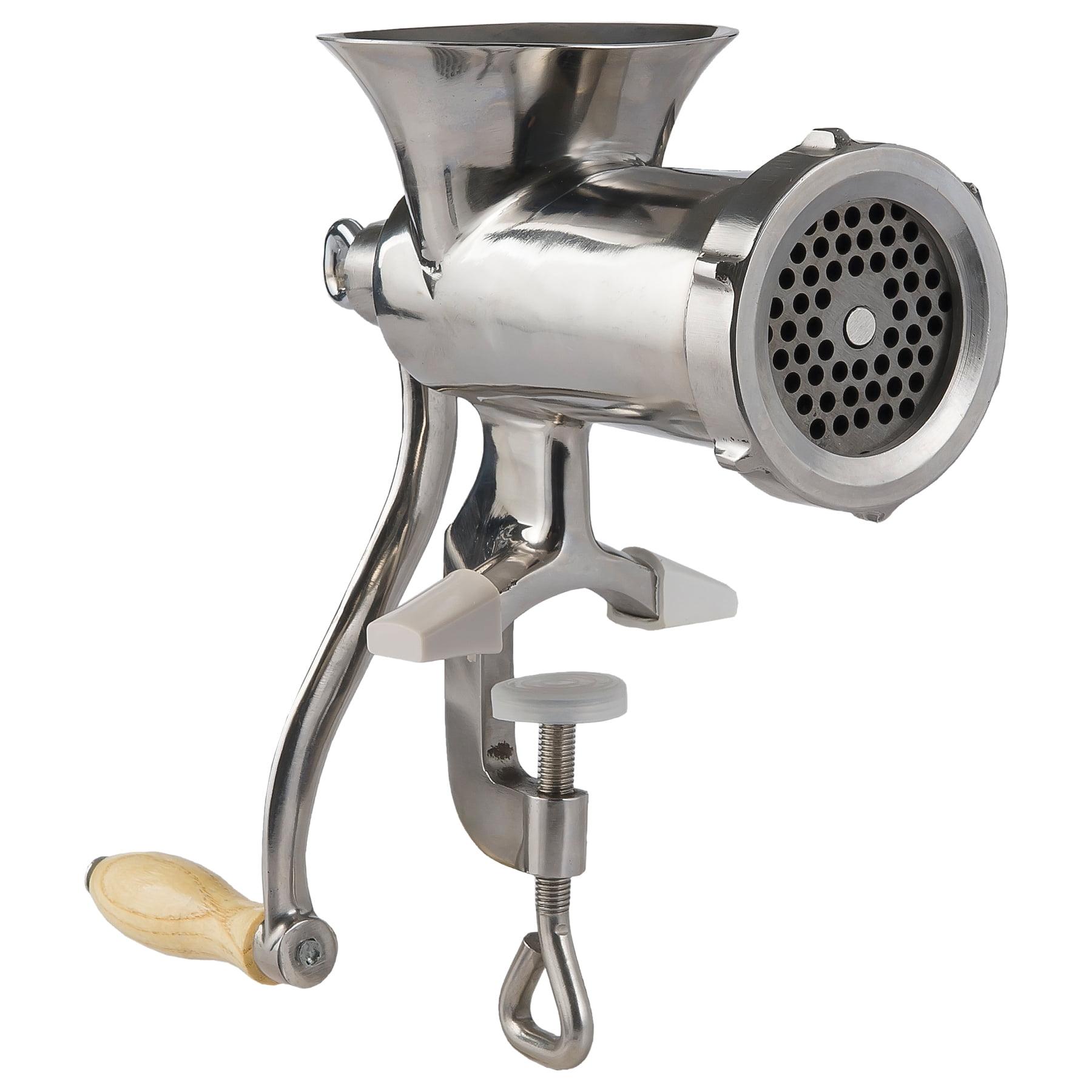 Stainless Steel Clamp-On Manual Meat Grinder with Sausage Tubes