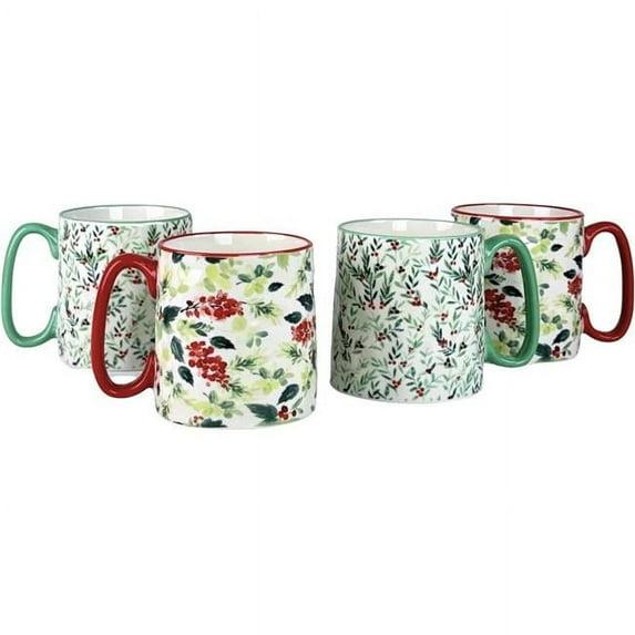 Ten Strawberry Street Bella 4-pc Green & Red Holly Mugs