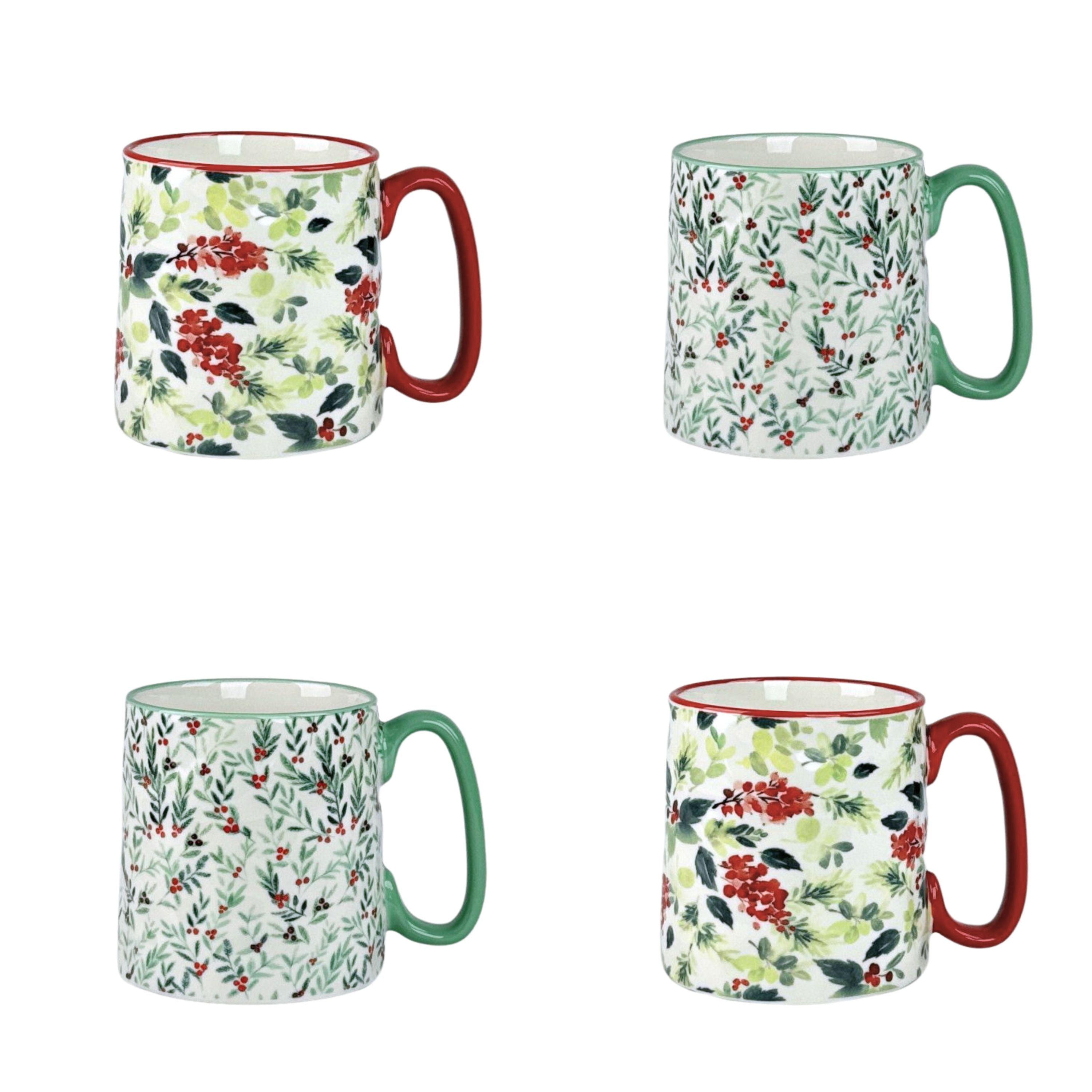 Ten Strawberry Street Bella 4-pc Green & Red Holly Mugs