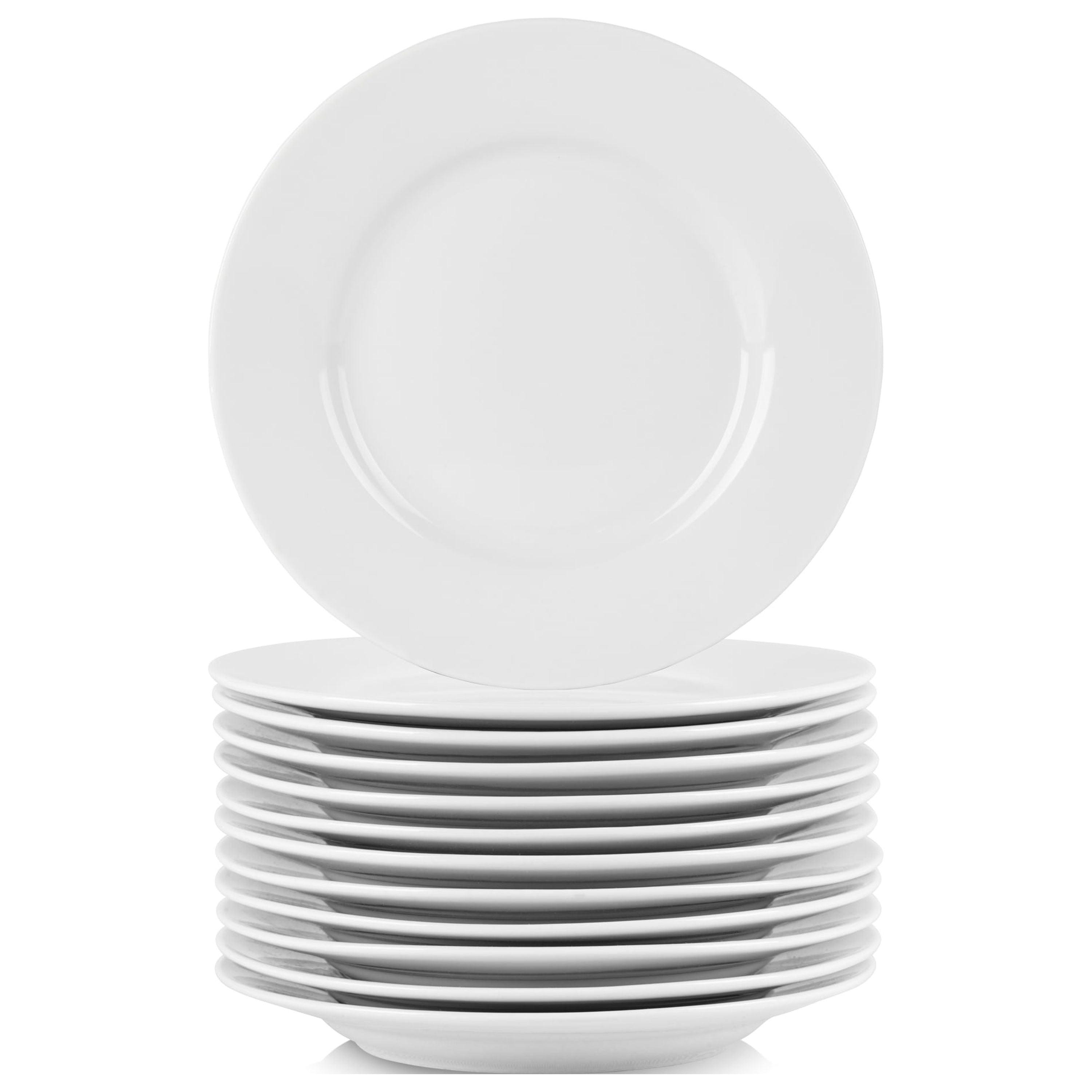 White Porcelain Round Bread and Butter Plates, Set of 12