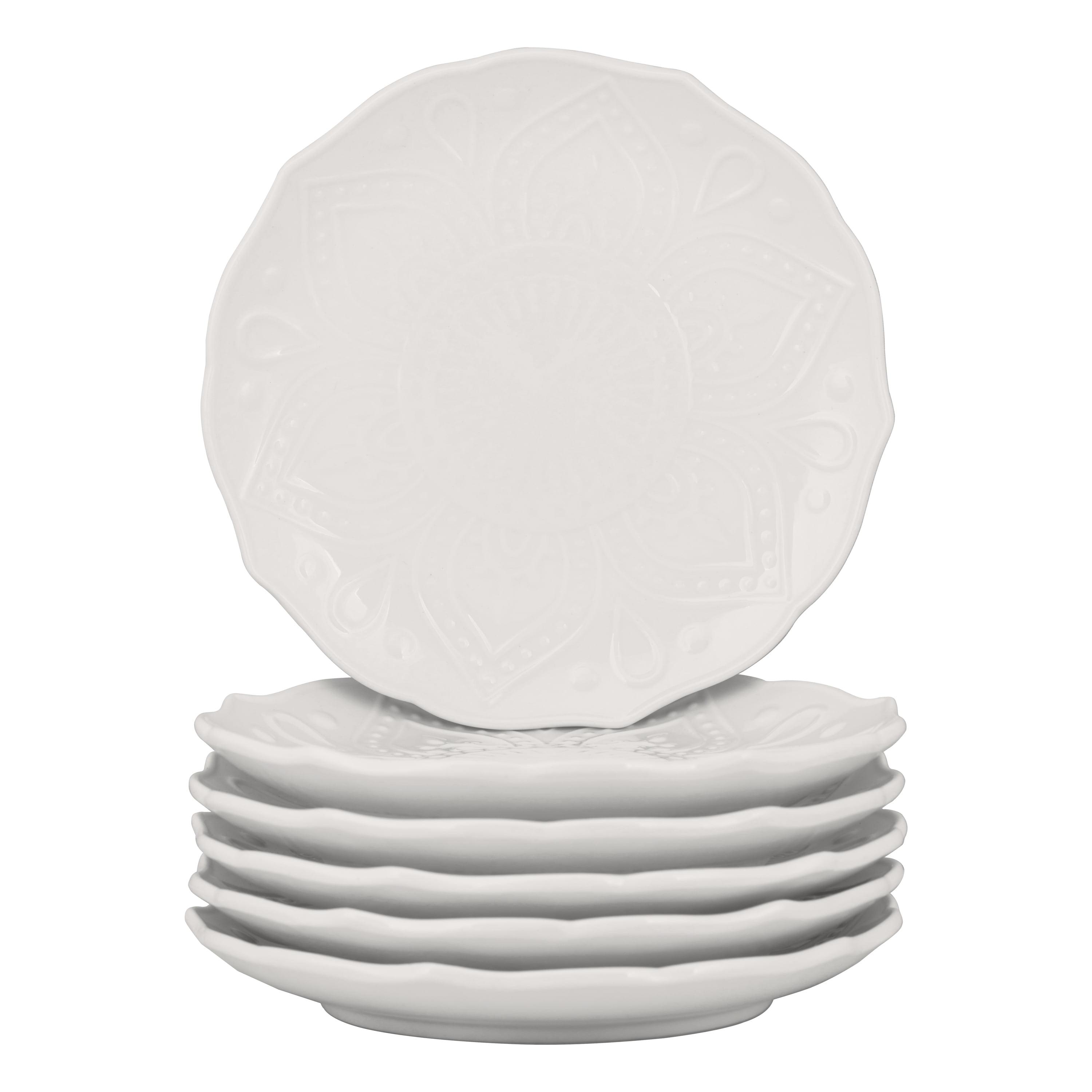 Dahlia White Porcelain 6" Bread & Butter Plates, Set of 6