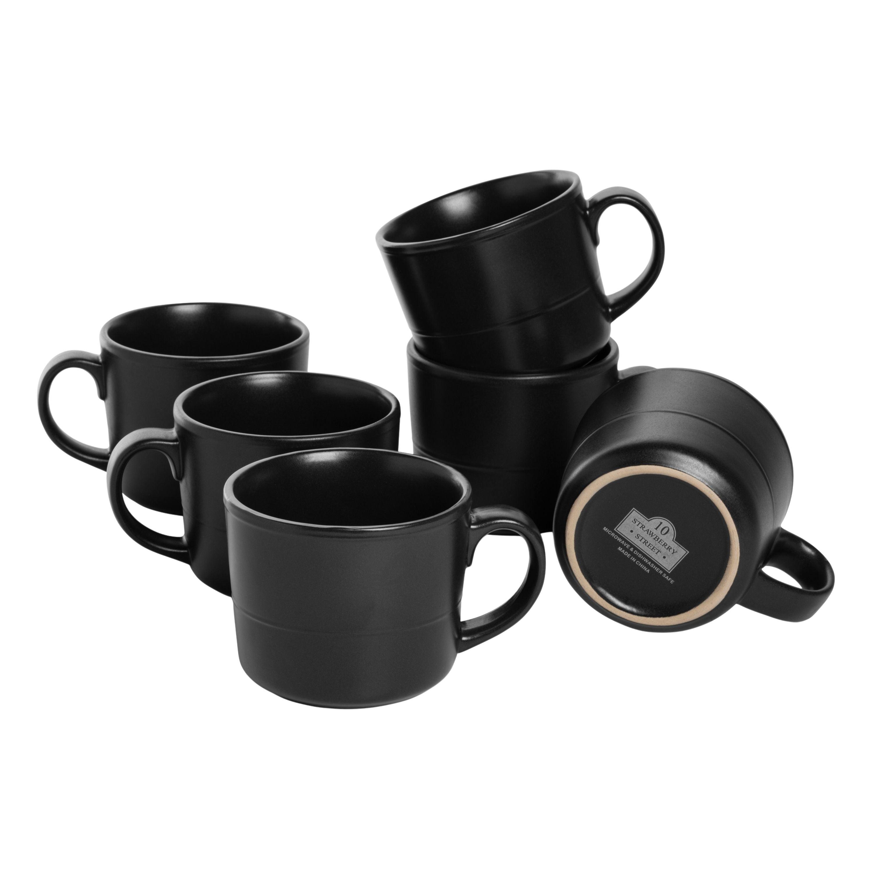 Matte Black Ceramic 12 Oz Microwave Safe Mug Set