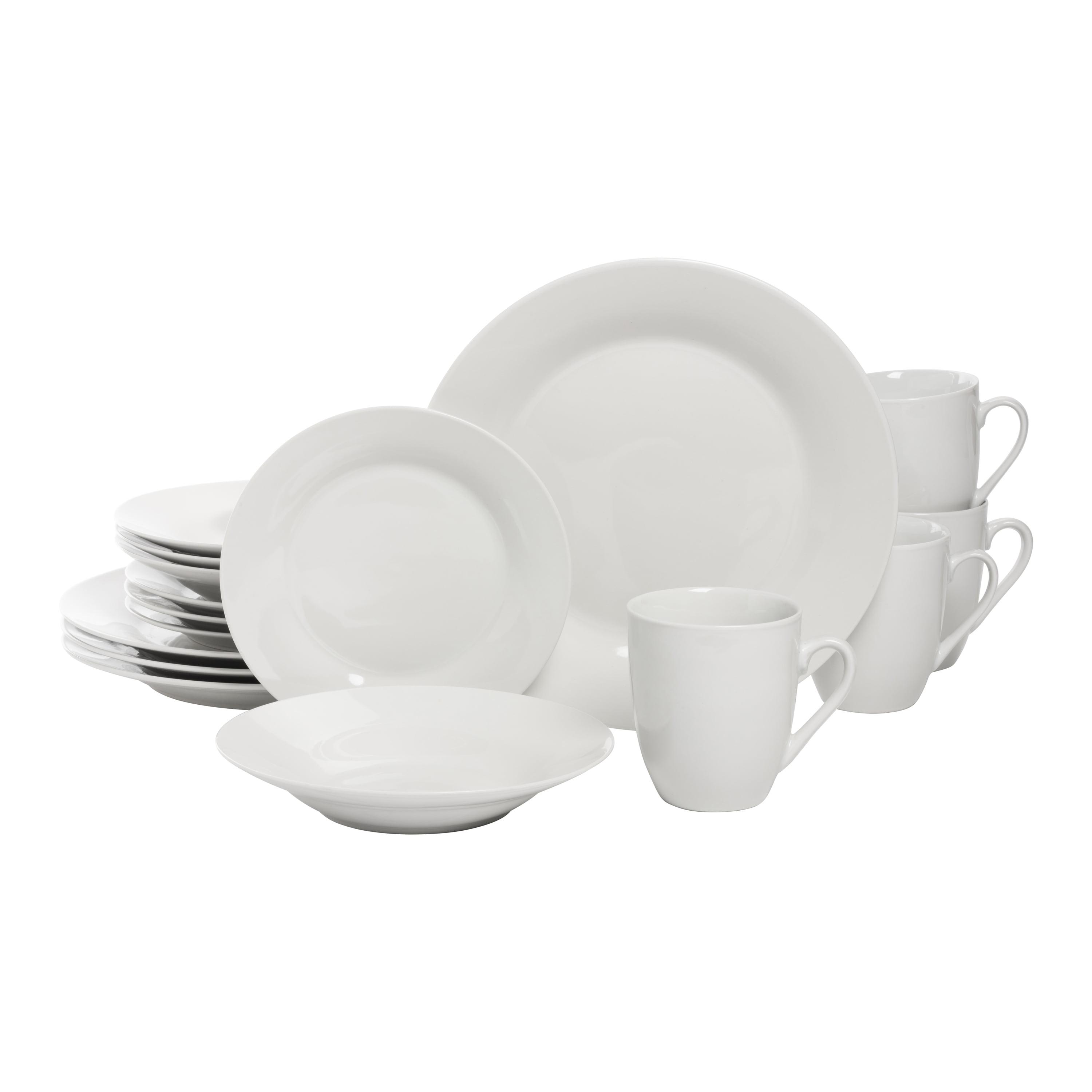 Simply White Porcelain 16-Piece Dinnerware Set for 4