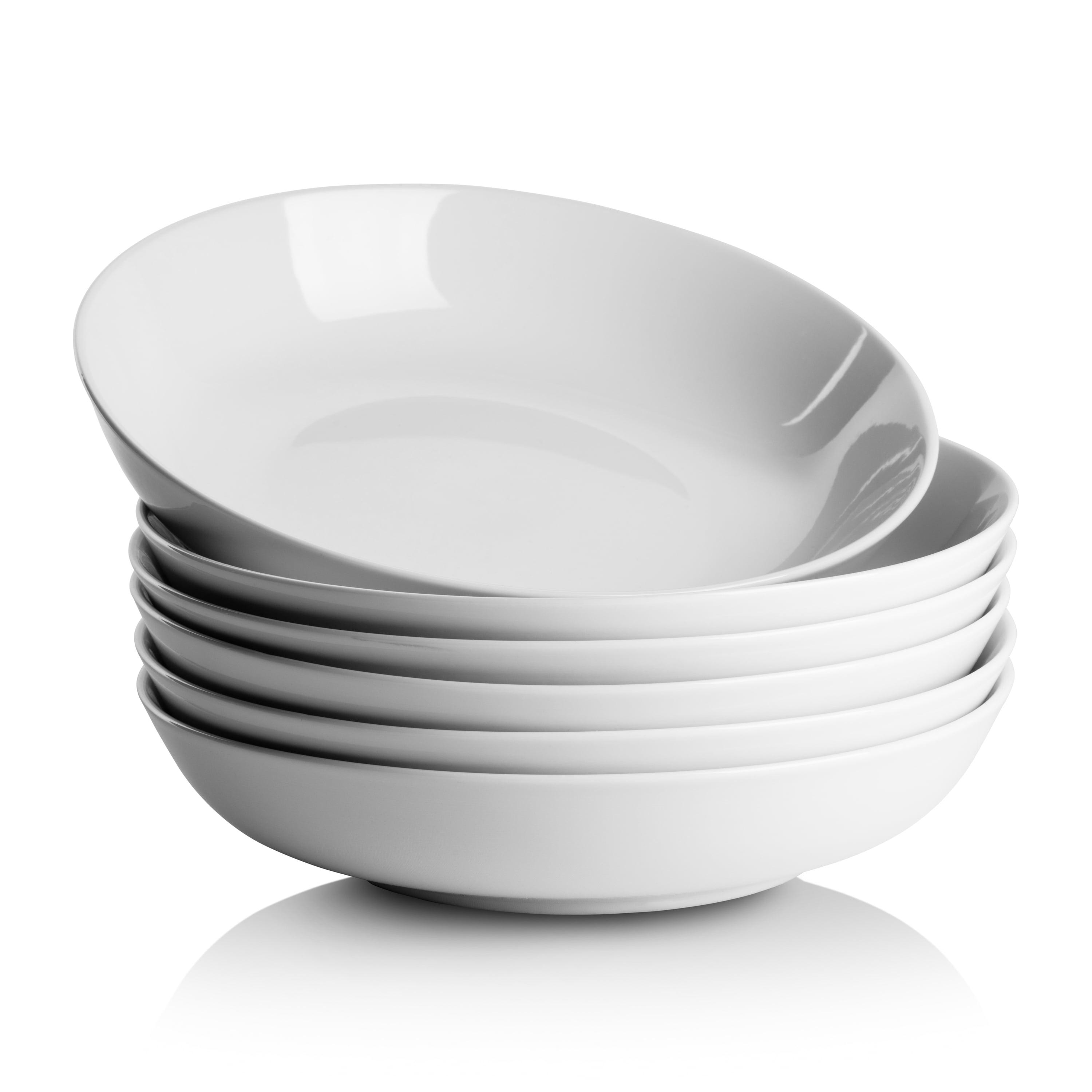 Simply White 36 Oz Ceramic Pasta and Dinner Bowls, Set of 6