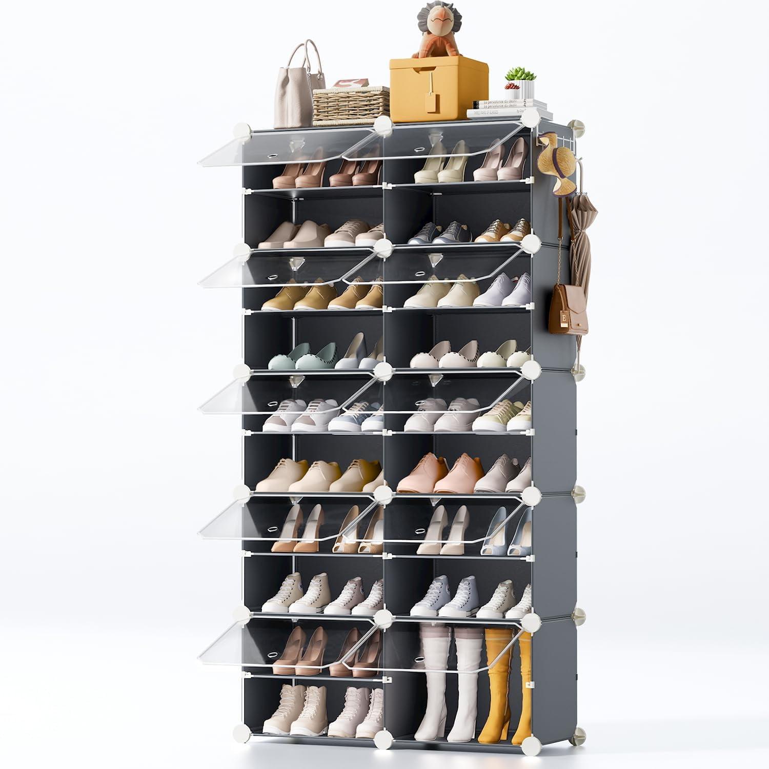 10 Tier Shoe Rack Organizer with Covers 40-Pair Shoe Storage Cabinet Shoe Organizer Cabinet Closet Shoe Organizers and Storage Closed Shoe Rack Storage Organizer for Closet Entryway Bedroom Garage