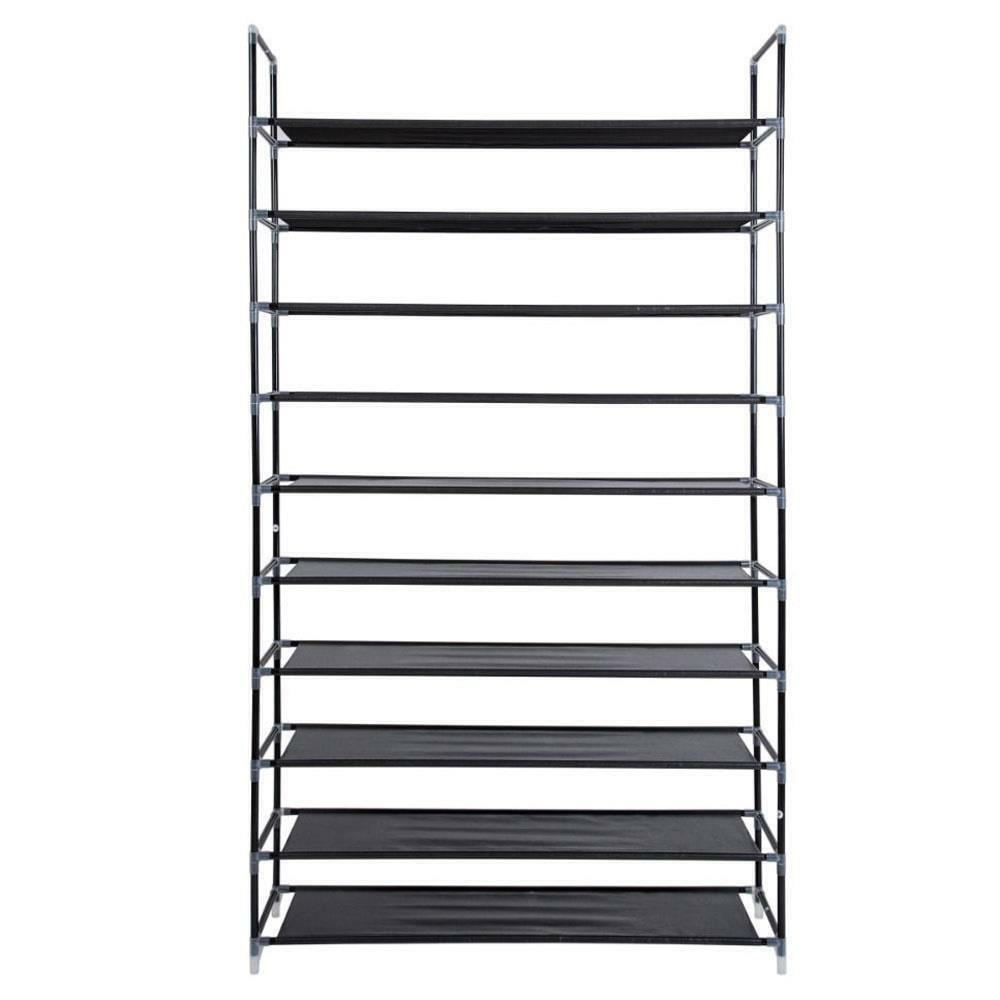 UBesGoo 10 Tiers Shoe Rack Shoe Shelf Free Standing 50 Pairs Shoe Tower Stand Space Saving Storage Organizer for Closet Entryway Bedroom Dorm Black