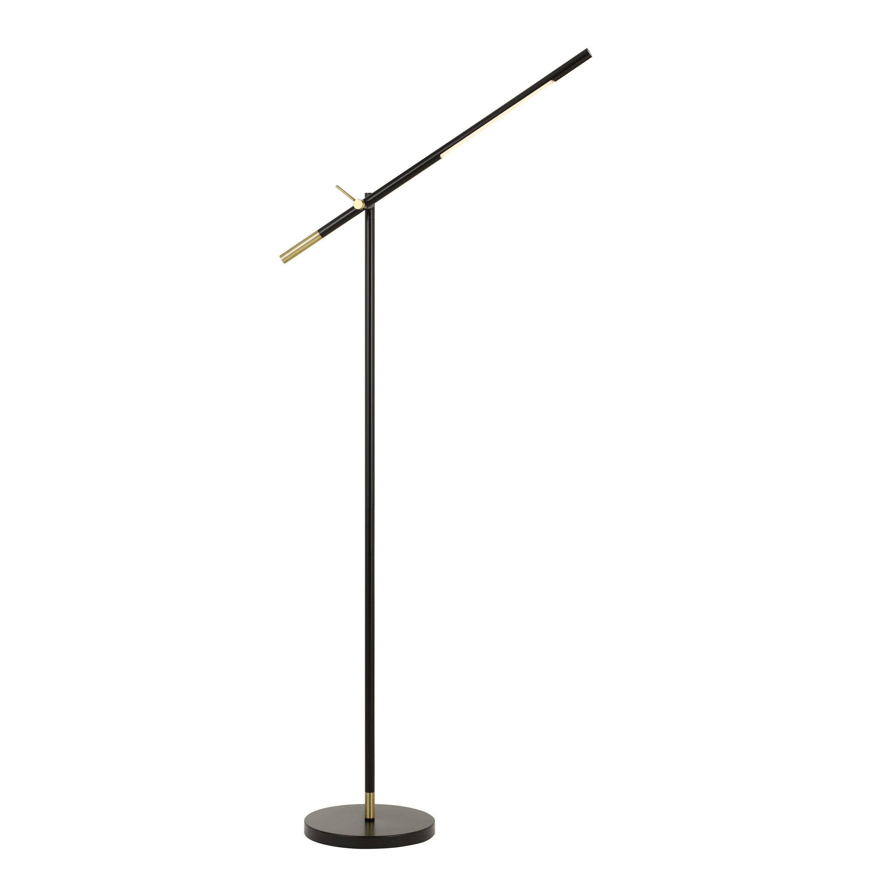 Contemporary 10 Watt Adjustable Black and Brass LED Floor Lamp