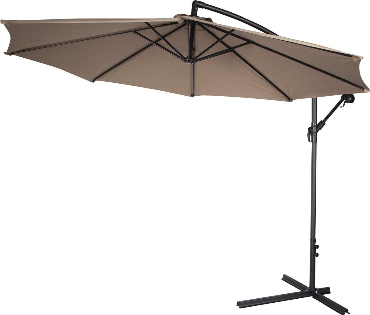 10' ft Outdoor Patio Umbrella Offset Cantilever Umbrella Manual Crank With Cross Base Include, Beige