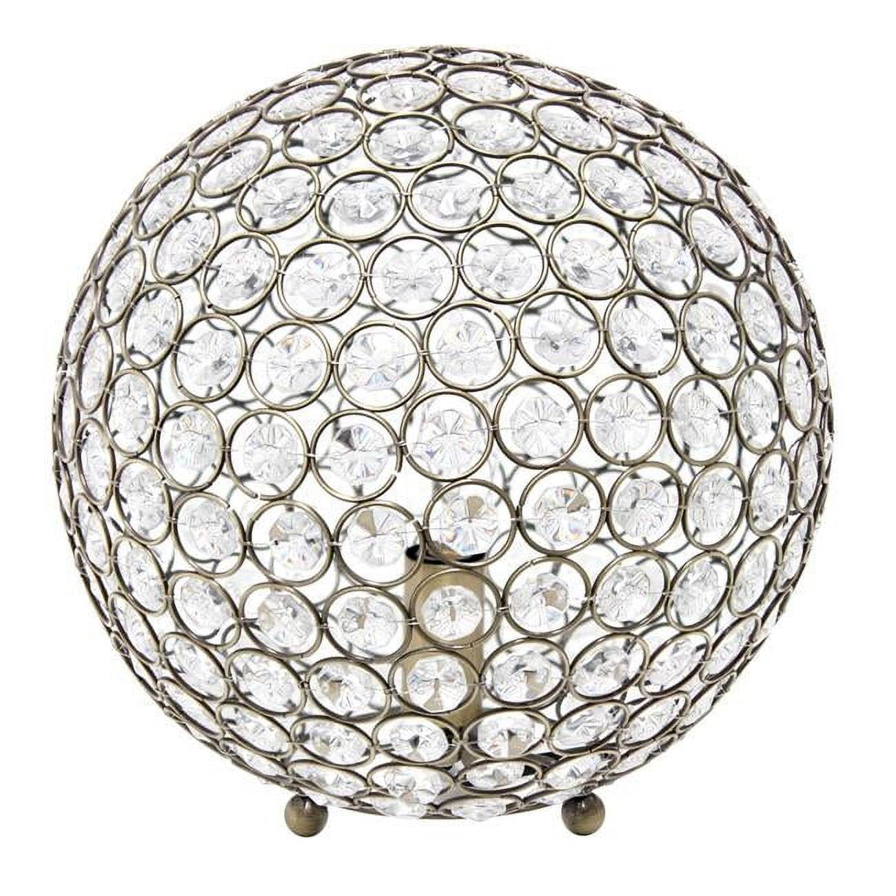10" Elipse Medium Contemporary Metal Crystal Round Orb Table Lamp Antique Brass Finish - Lalia Home