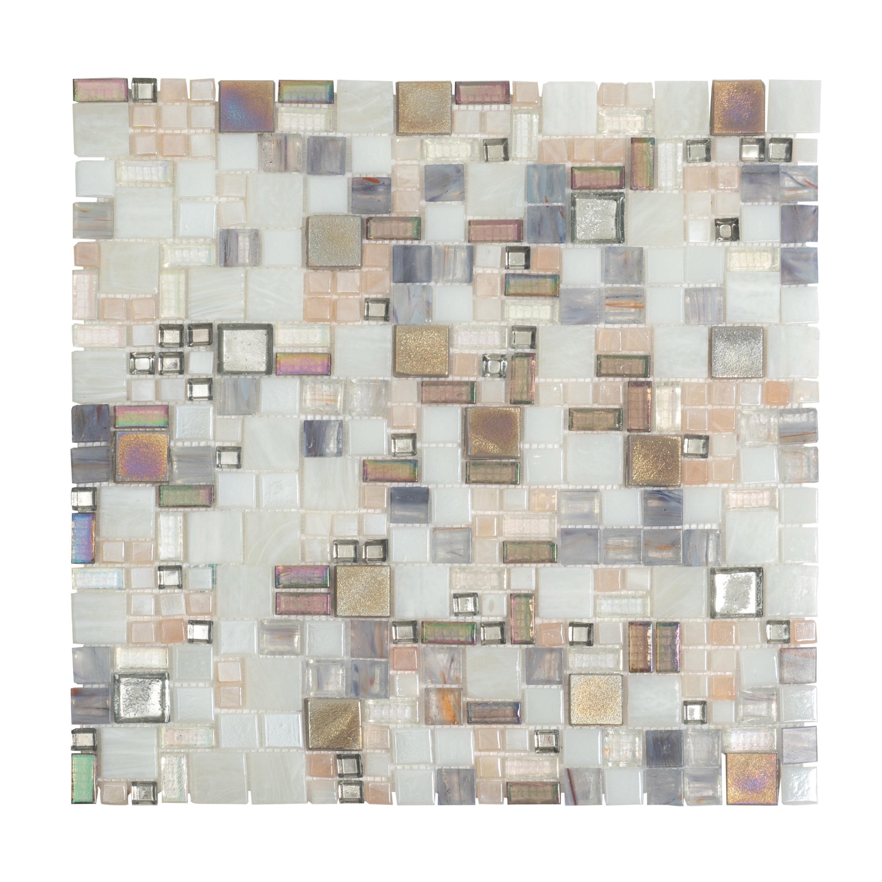 Majeste Beige and Iridescent Glass Mosaic Tile