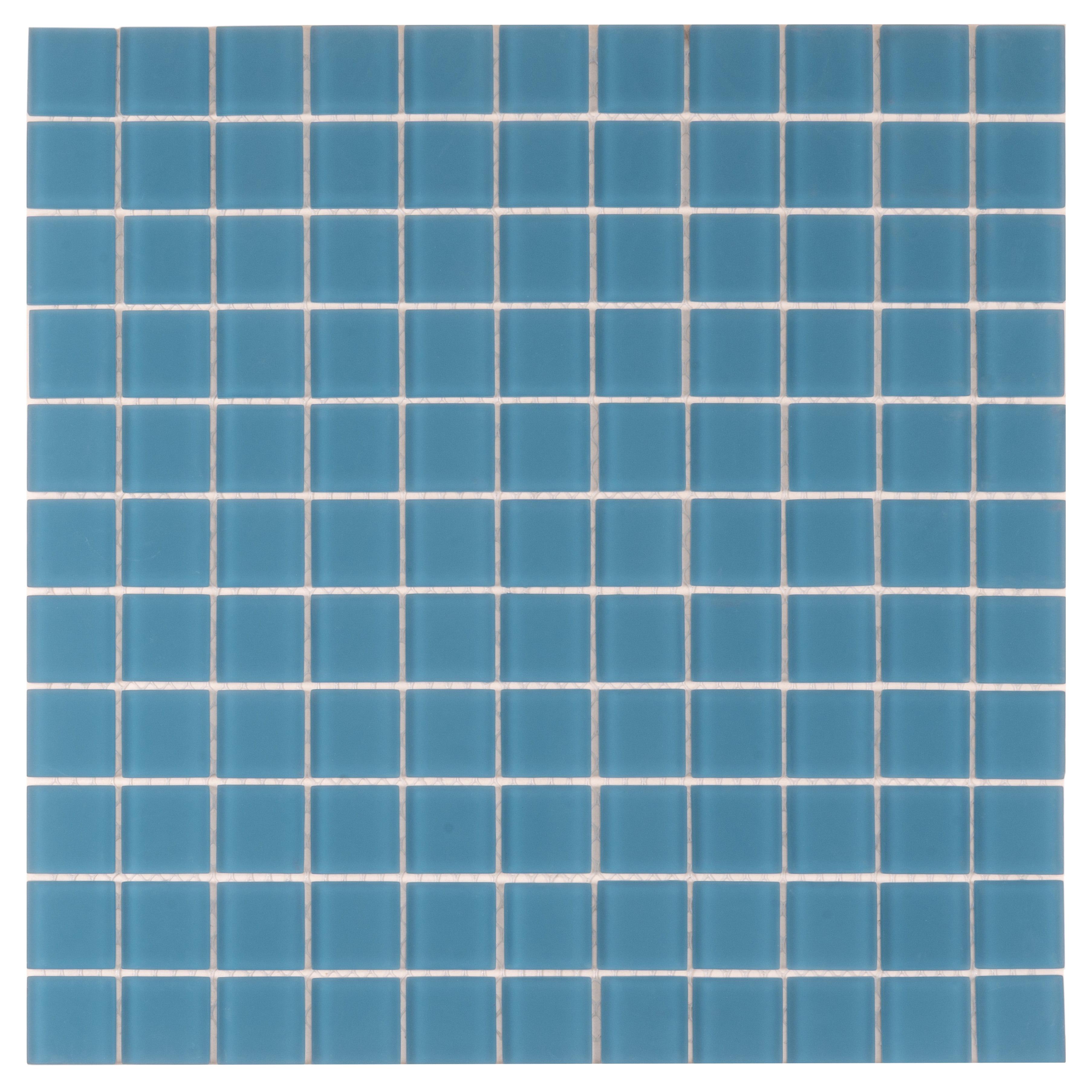 Cerulean Blue Matte Glass Mosaic Tile for Walls and Floors