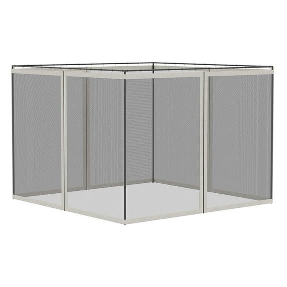 Outsunny Outsunny Universal Replacement Mesh Sidewall Netting for Patio Gazebos and Canopy Tents with Zippers, Sidewall Only, Cream
