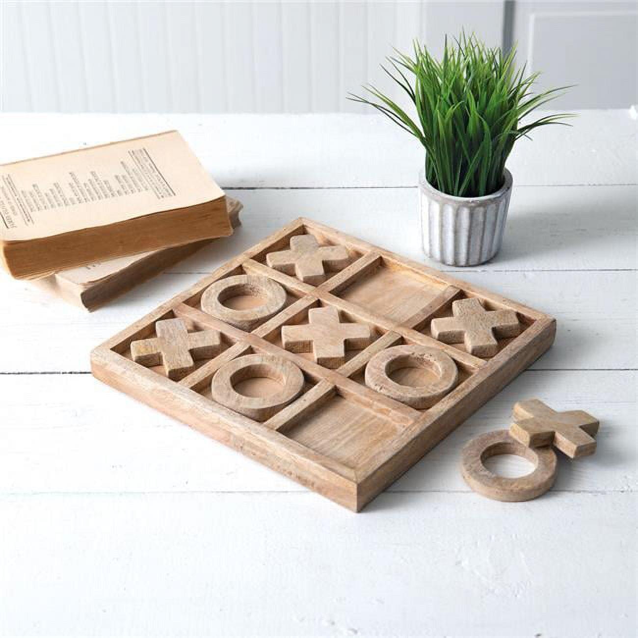 10 x 10 Inch Mango Wood Tic-Tac-Toe Board Game