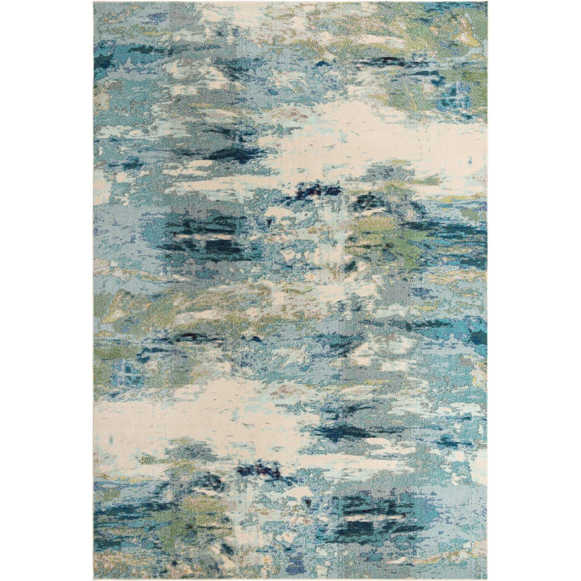 10' x 14' Light Blue and Beige Abstract Area Rug