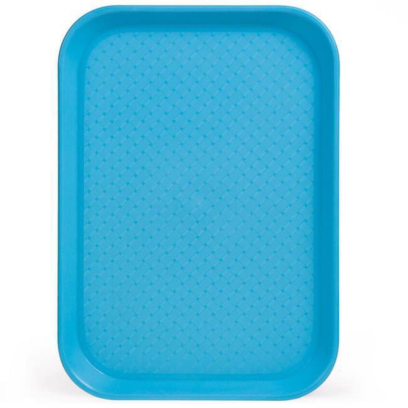 Fast Food Cafeteria Tray | 10 x 14 Rectangular Textured Plastic Food Serving TV Tray | School Lunch, Diner, & Commercial Kitchen Restaurant Equipment (Blue)