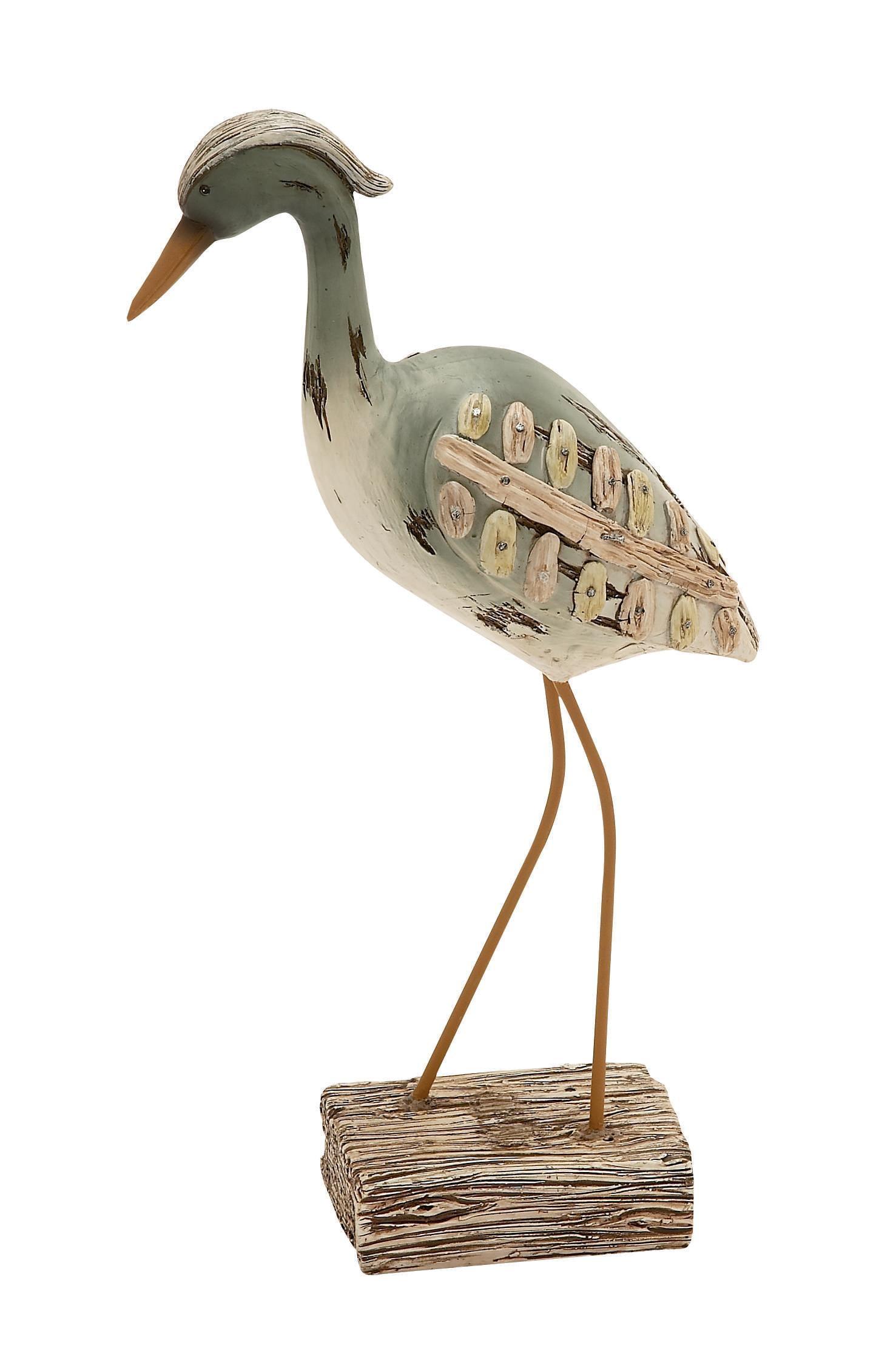 Polystone Bird Decorative Green Sculpture