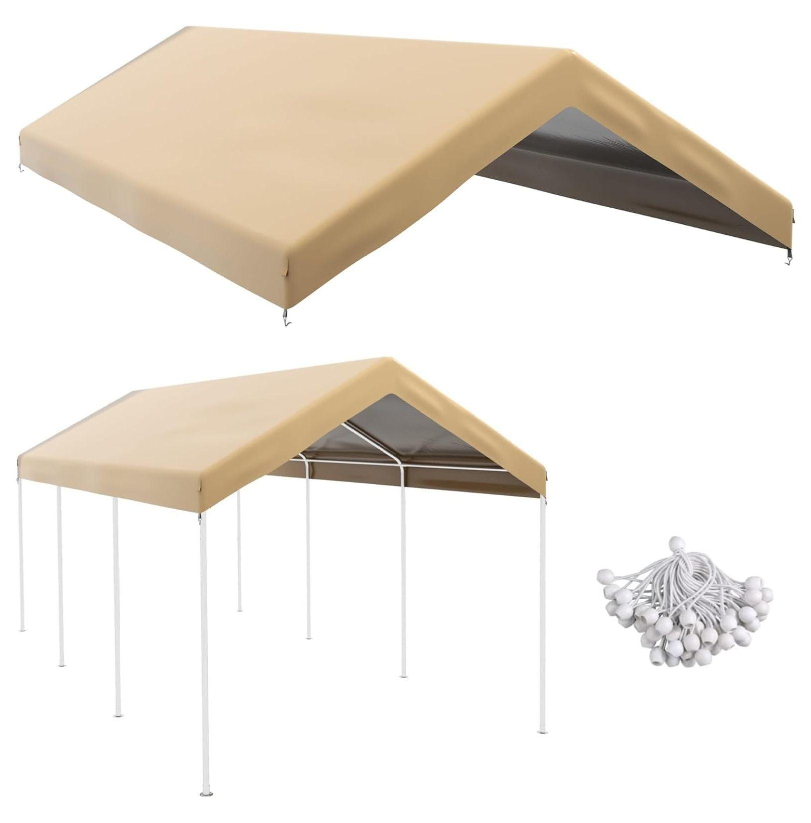 10' x 20' Beige Waterproof UV Protected Carport Canopy Cover